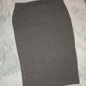High-waisted Gray Cotton Pencil Skirt